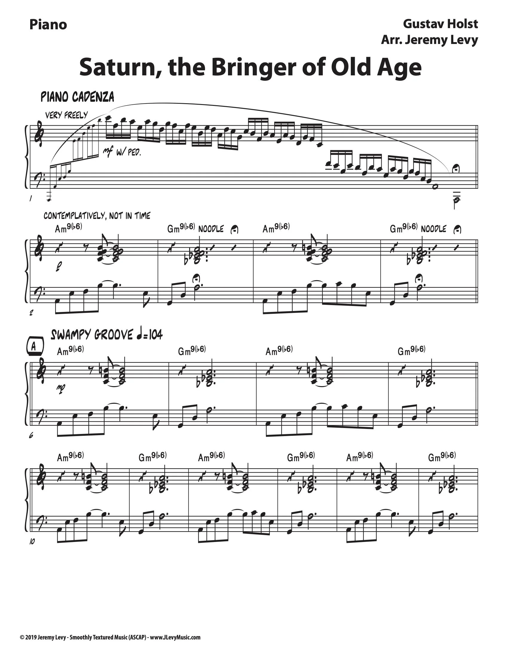 Saturn, the Bringer of Old Age - Sheet Music — Jeremy Levy